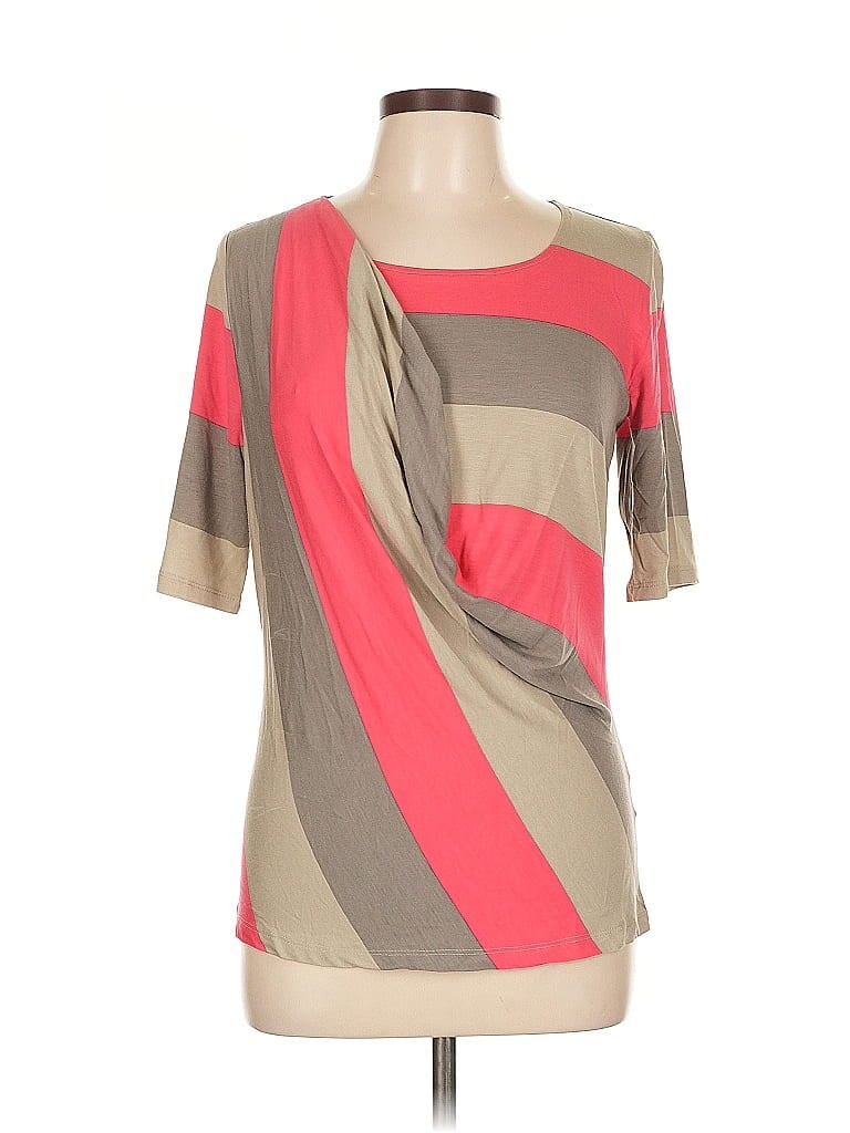 Pre-owned Ronen Chen Short Sleeve Top Tan One Shoulder Neckline Tops In Brown