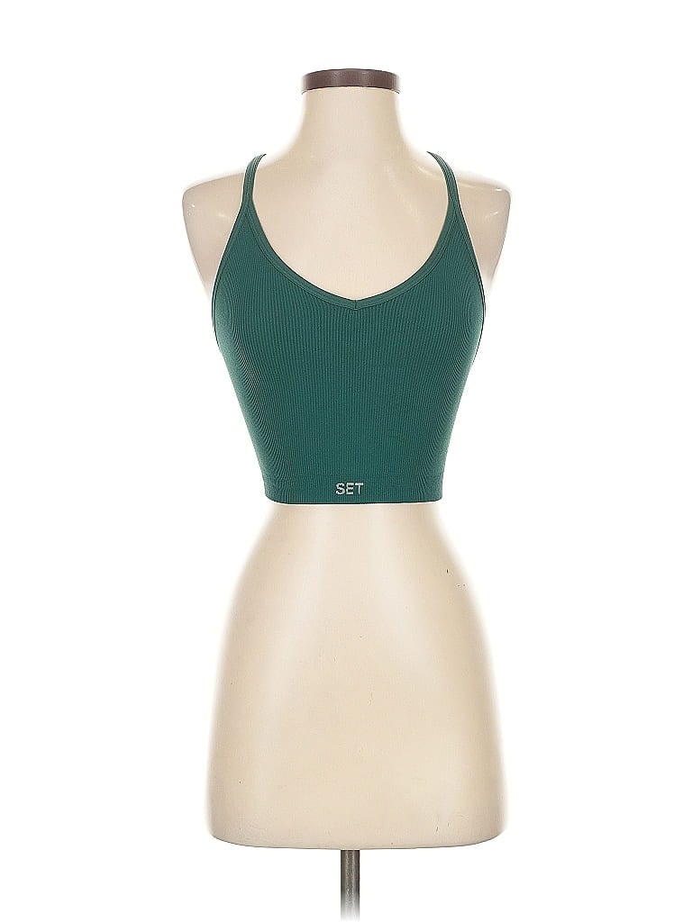 Pre-owned Set Tank Top Teal Halter Neckline Tops In Blue