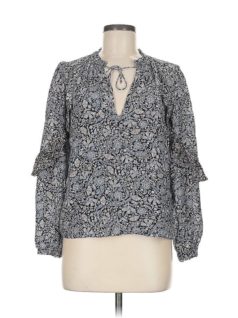 Pre-owned Intermix Long Sleeve Blouse In Blue