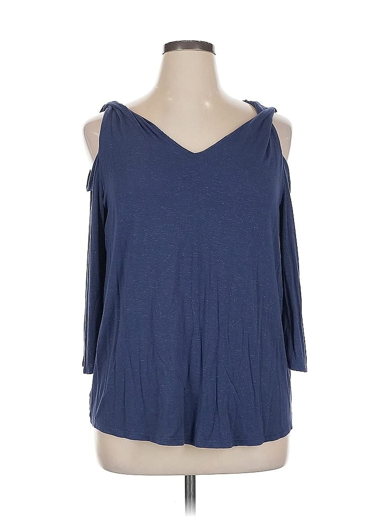 Pre-owned Chico's 3/4 Sleeve T-shirt In Blue