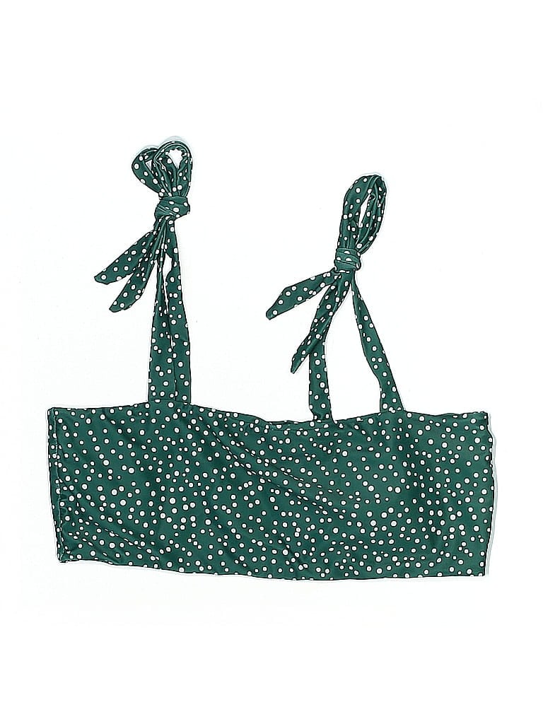 Pre-owned Unbranded Swimsuit Top Green Polka Dots Pattern Swimwear