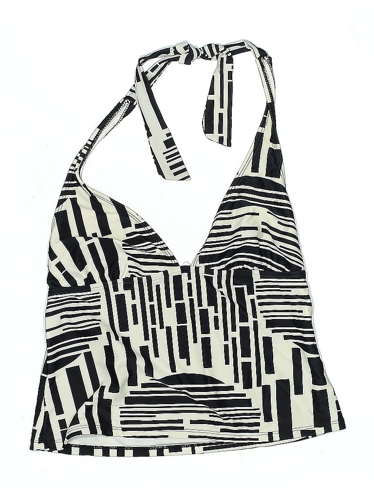 Pre-owned Faded Glory Swimsuit Top Ivory Graphic Pattern Swimwear In White