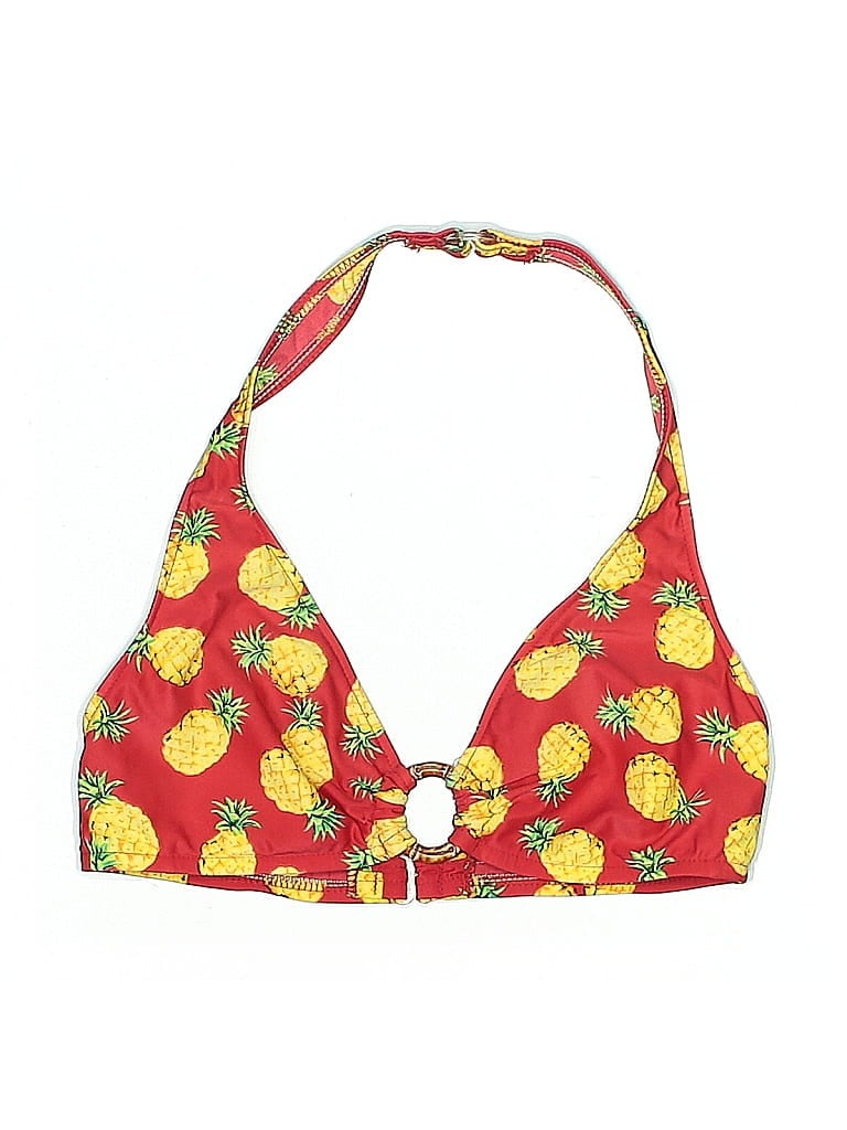 Pre-owned Surfside Supply Swimsuit Top Red Print Pattern Swimwear