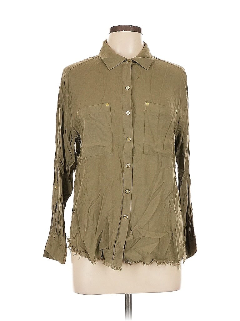 Pre-owned Michael Michael Kors Long Sleeve Button Down Shirt In Green