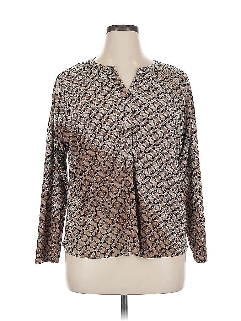 Pre-owned Dana Buchman Long Sleeve Polo Shirt In Brown