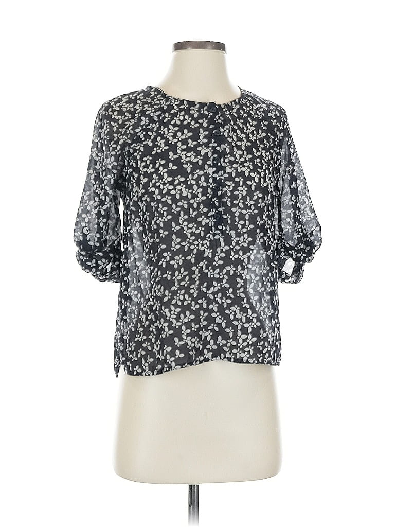 Pre-owned Ann Taylor Loft 3/4 Sleeve Blouse In Gray