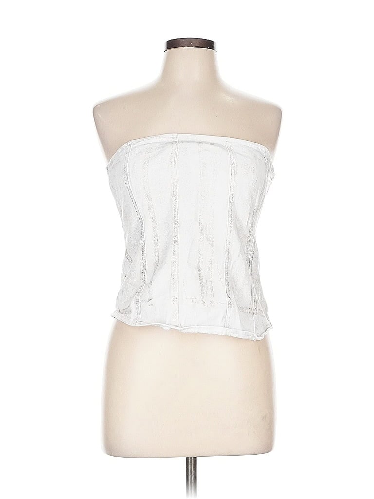Pre-owned Boohoo Tube Top White Strapless Neckline Tops