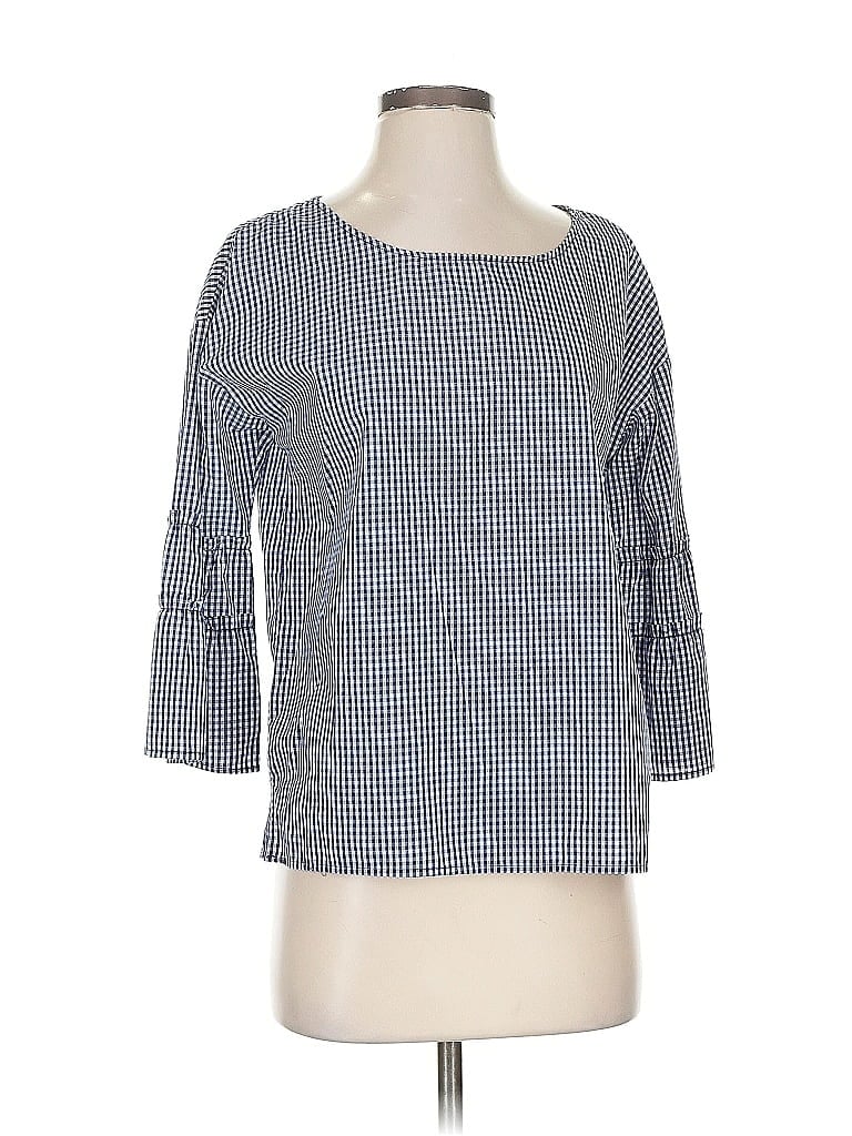 Click to view more detailed imagery on our partner's website Pre-owned Socialite 3/4 Sleeve Top Blue Square Neckline Tops