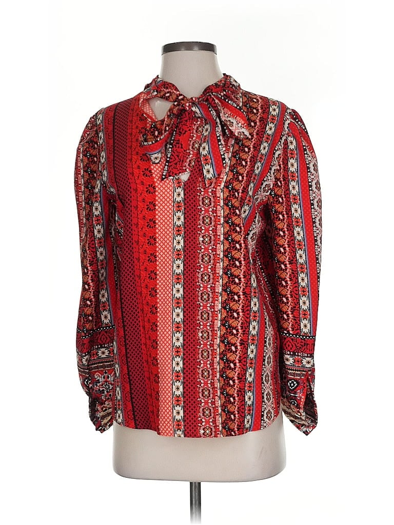 Pre-owned Ann Taylor Loft Long Sleeve Blouse In Red