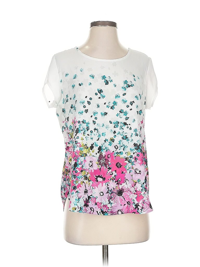 Pre-owned Ann Taylor Loft Outlet Short Sleeve Blouse In White