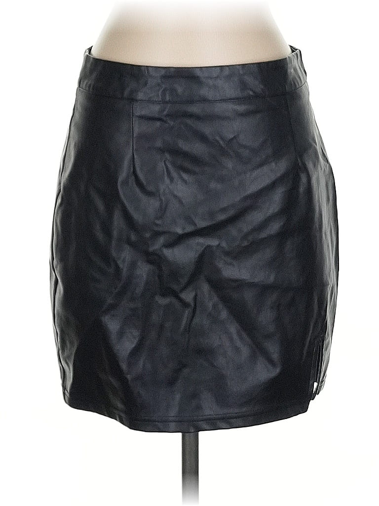 Pre-owned Lulus Faux Leather Skirt In Black