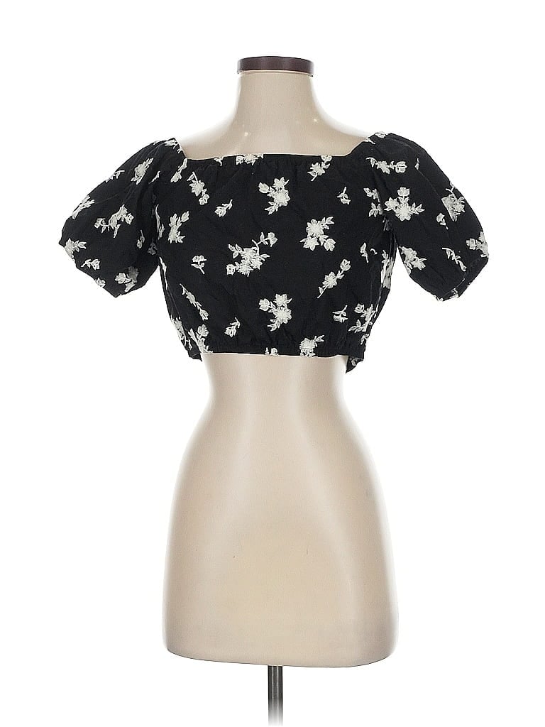 Pre-owned Assorted Brands Short Sleeve Blouse In Black