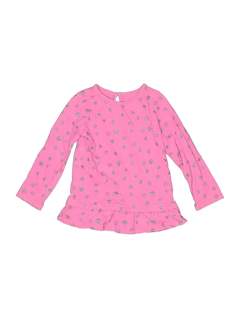 Pre-owned Jumping Beans Kids' Long Sleeve Top Pink Ruffles Neckline Tops