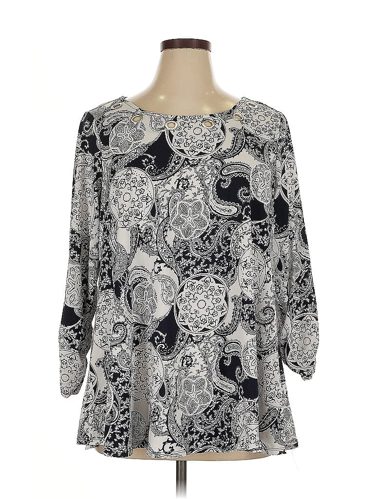 NEW DIRECTIONS Pre-owned 3/4 Sleeve Blouse In Silver