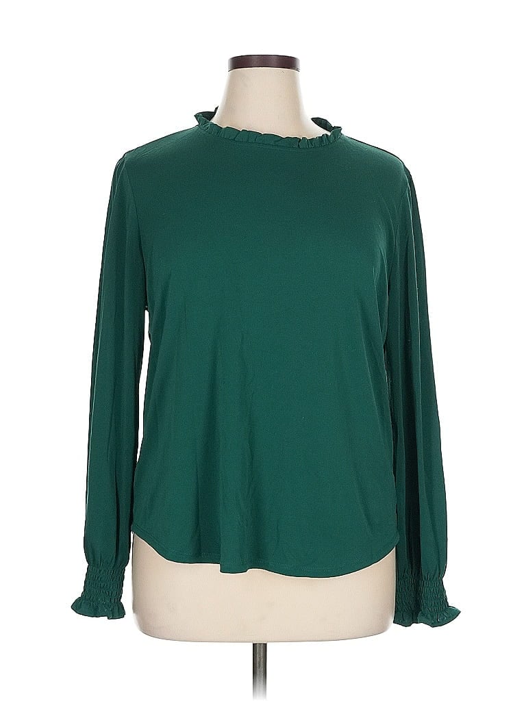 Pre-owned Adrianna Papell Long Sleeve Blouse In Green