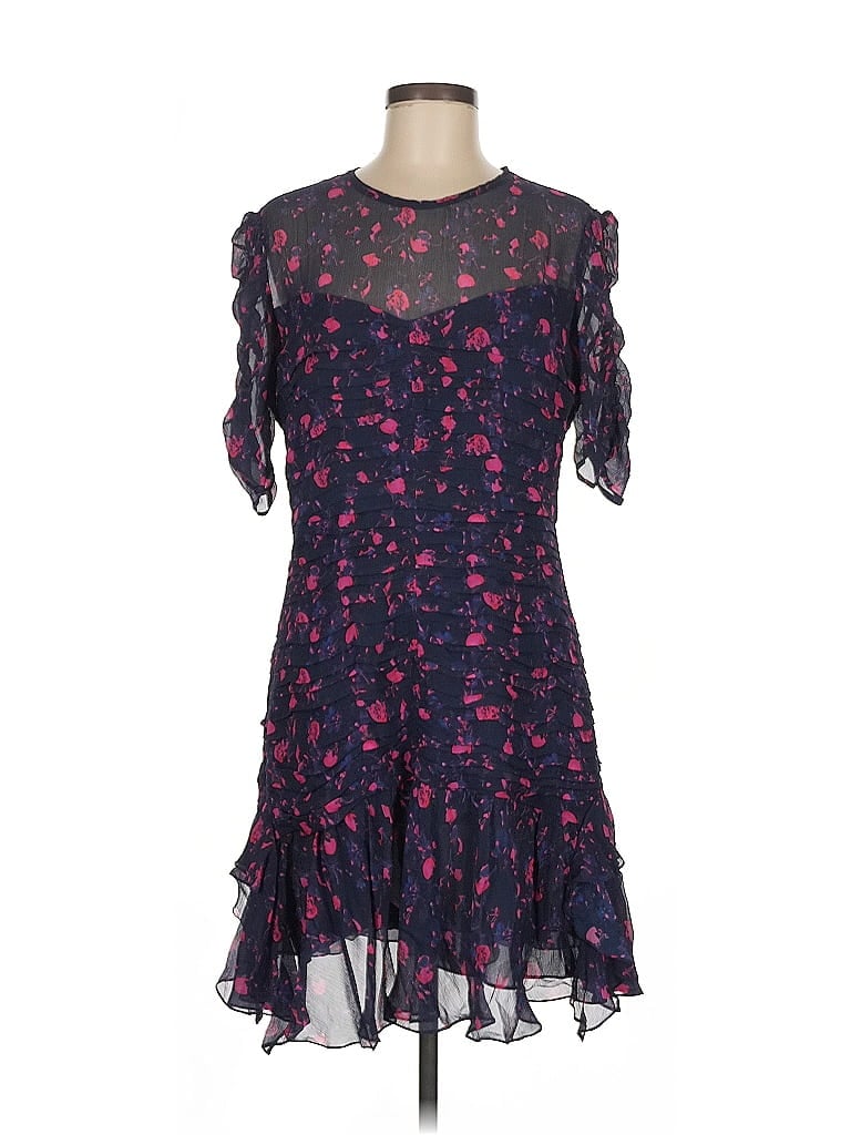 Tanya Taylor 100% Polyester Floral Purple Blue Cocktail Dress Size M (estimated) - photo 1