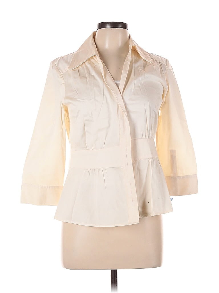Pre-owned Ann Taylor 3/4 Sleeve Button Down Shirt In White