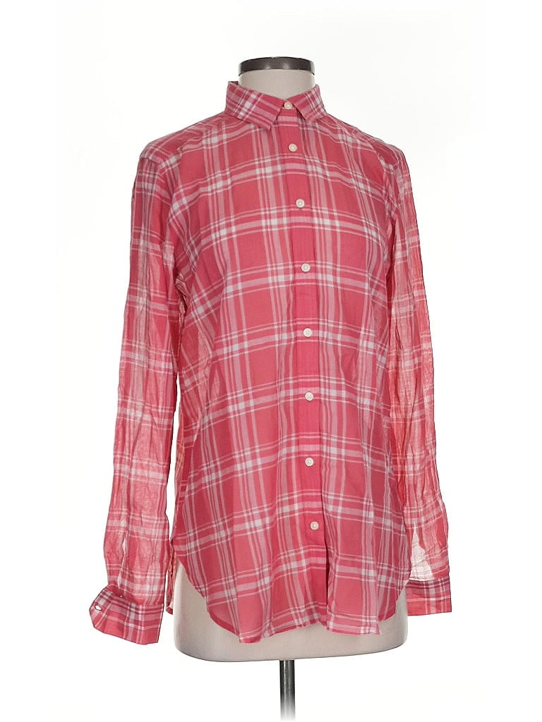 Pre-owned Ann Taylor Loft Long Sleeve Button Down Shirt In Pink