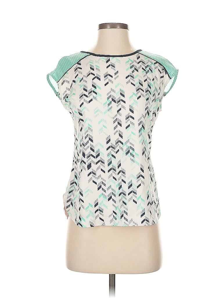 Pre-owned The Limited Short Sleeve Top Teal Keyhole Neckline Tops In Blue