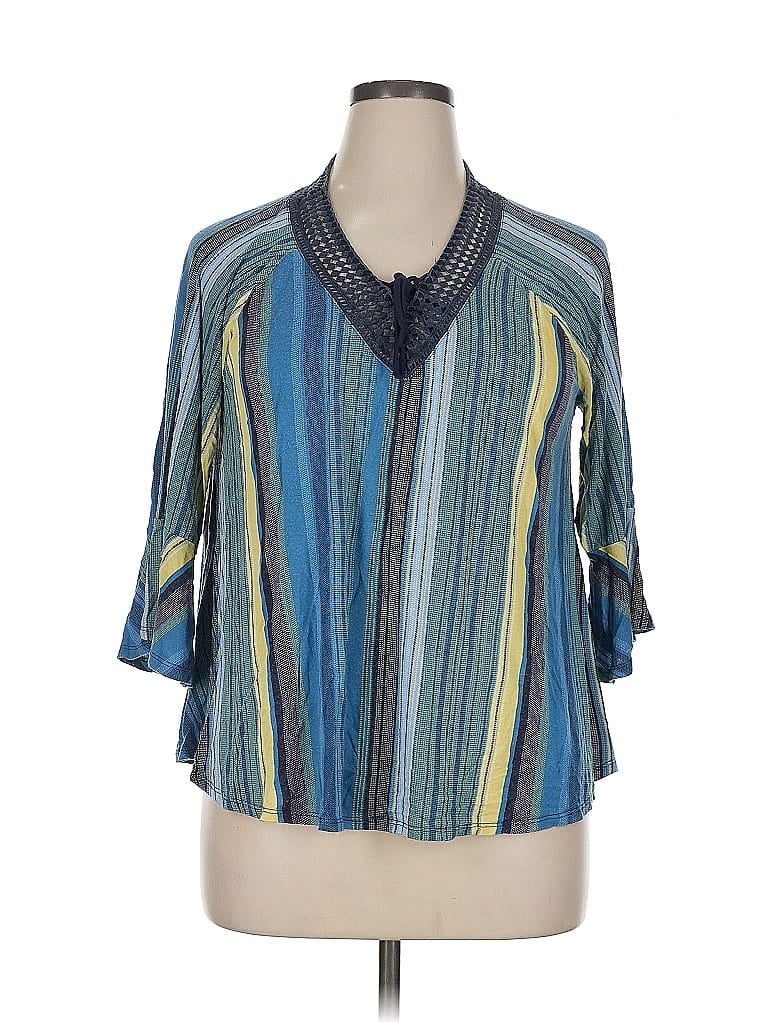 Pre-owned New Directions 3/4 Sleeve Blouse In Blue