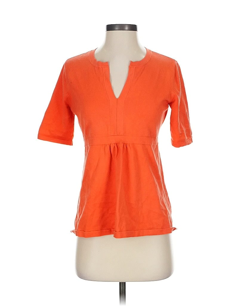 Pre-owned Ann Taylor Factory Short Sleeve Blouse In Orange