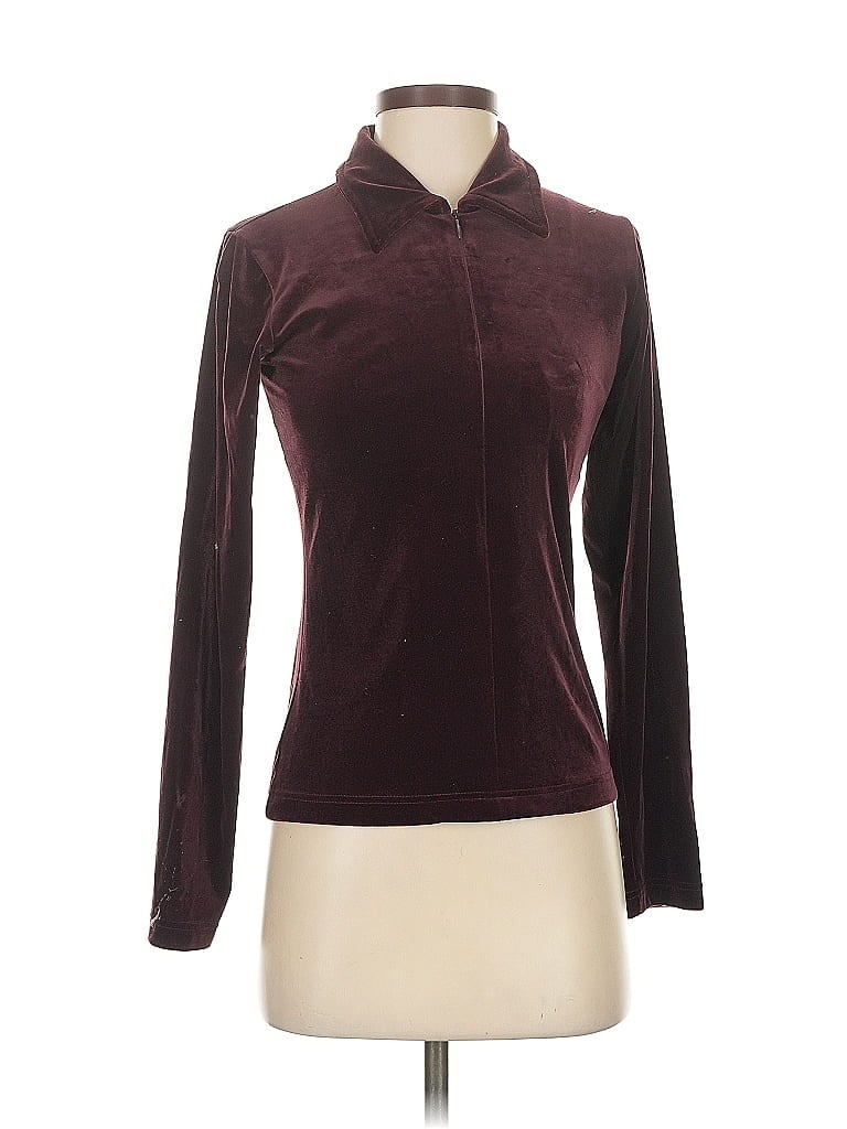 Pre-owned Moda International Long Sleeve Top Burgundy Tops