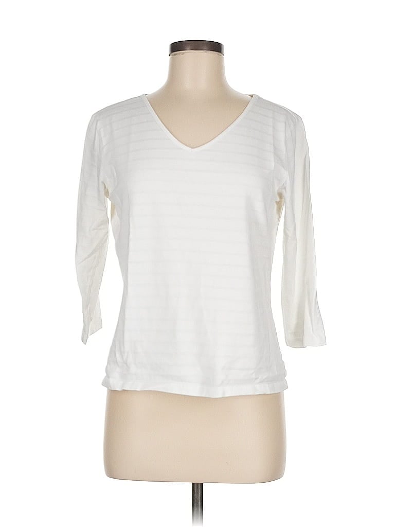 Pre-owned Talbots 3/4 Sleeve T-shirt In White
