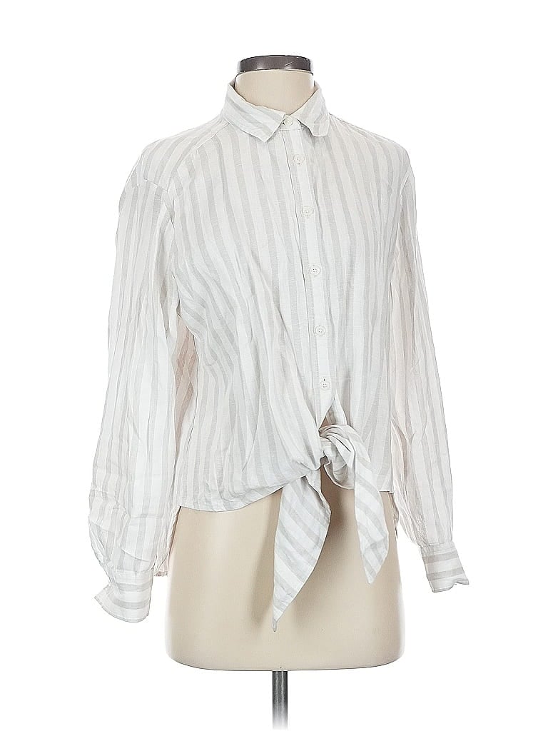 Pre-owned Ann Taylor Loft Long Sleeve Blouse In White