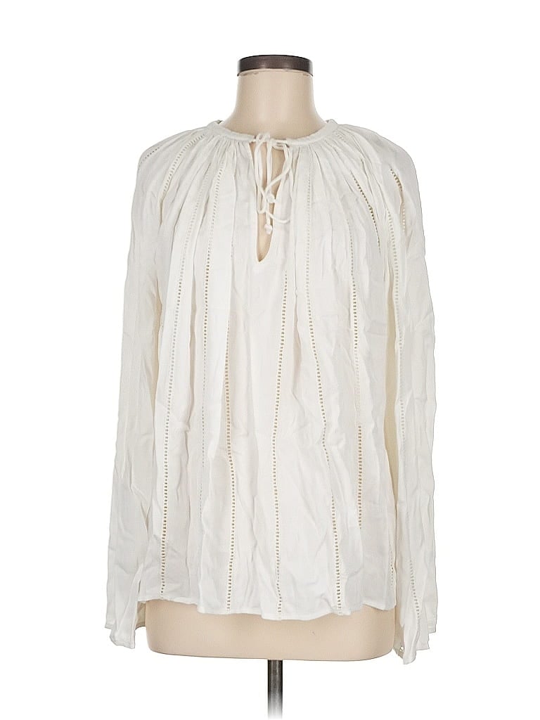 Pre-owned Frame Long Sleeve Blouse In White