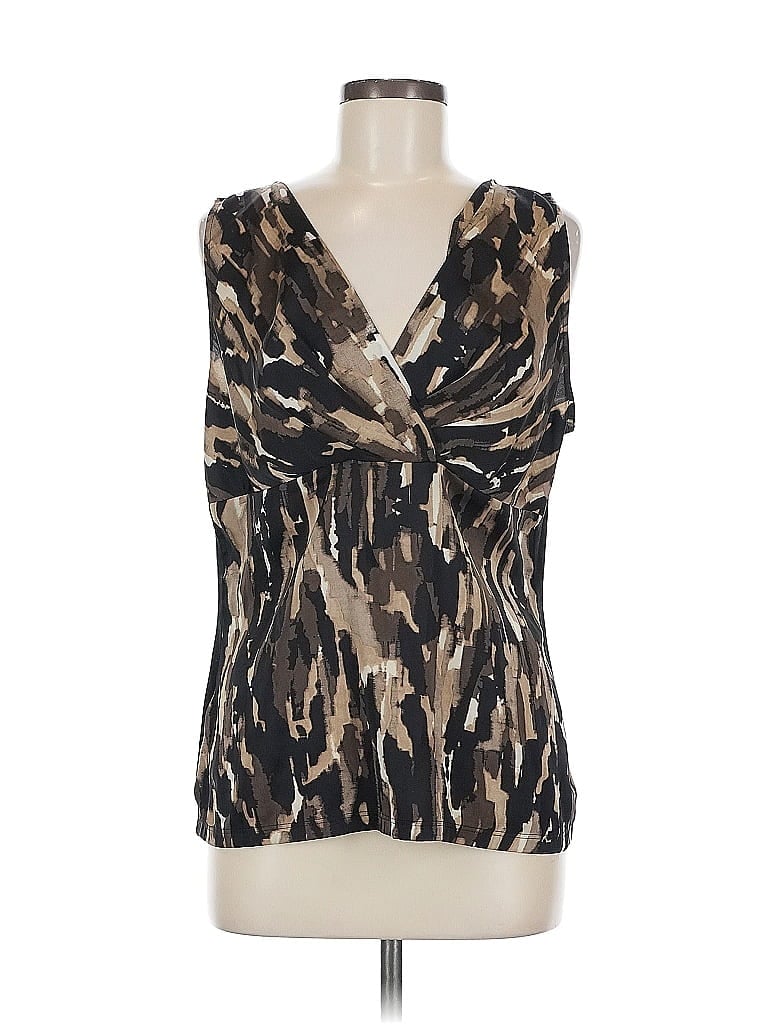 Pre-owned Ann Taylor Factory Tank Top Brown Plunge Neckline Tops