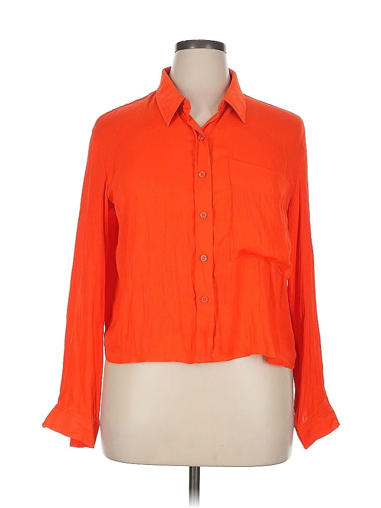 Pre-owned Marc New York Andrew Marc Long Sleeve Blouse In Orange