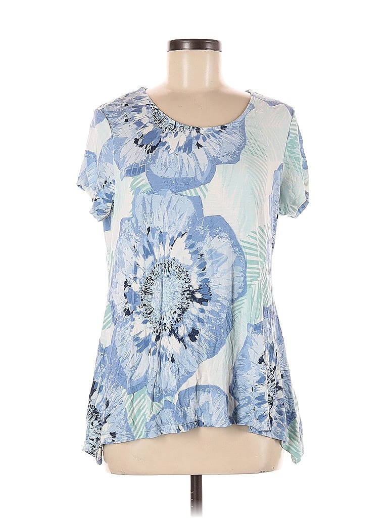 Pre-owned Ruby Rd. Short Sleeve Top Blue Scoop Neck Tops