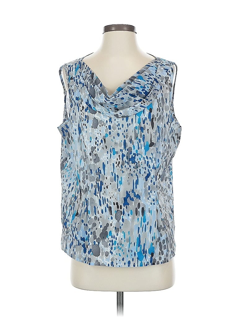 Pre-owned Doncaster Collection Sleeveless Silk Top Gray Cowl Neck Tops