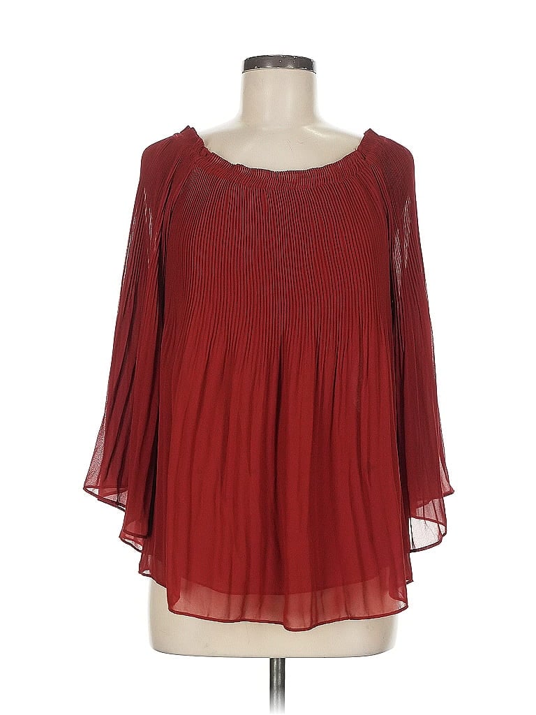 Pre-owned Max Studio 3/4 Sleeve Blouse In Burgundy