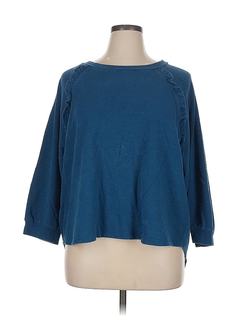 Pre-owned Cupio 3/4 Sleeve Top Blue Boatneck Tops