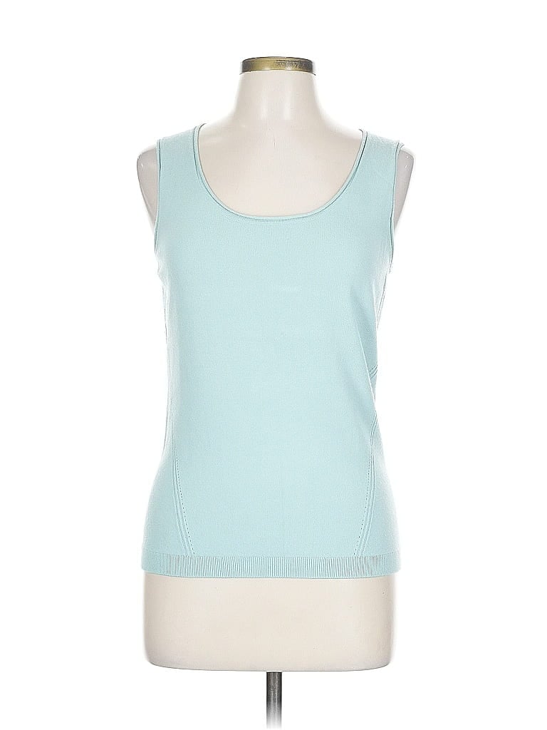 Pre-owned Ellen Tracy Tank Top Teal Sweetheart Neckline Tops In Blue