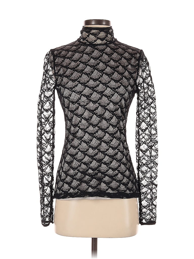 Pre-owned Diane Von Furstenberg Long Sleeve Top Black Turtleneck Tops