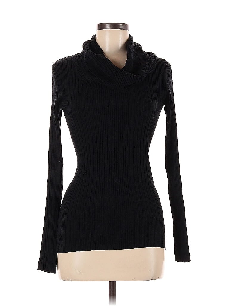 Pre-owned No Boundaries Long Sleeve Top Black Turtleneck Tops