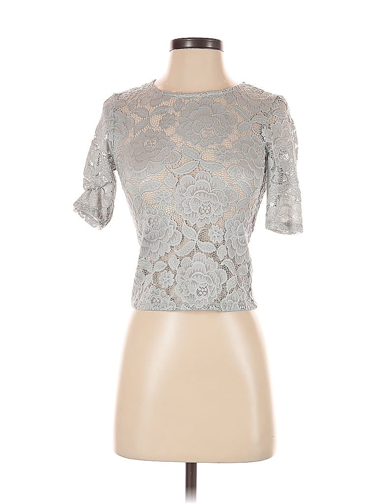 Pre-owned Bhldn Short Sleeve Top Gray Sweetheart Neckline Tops