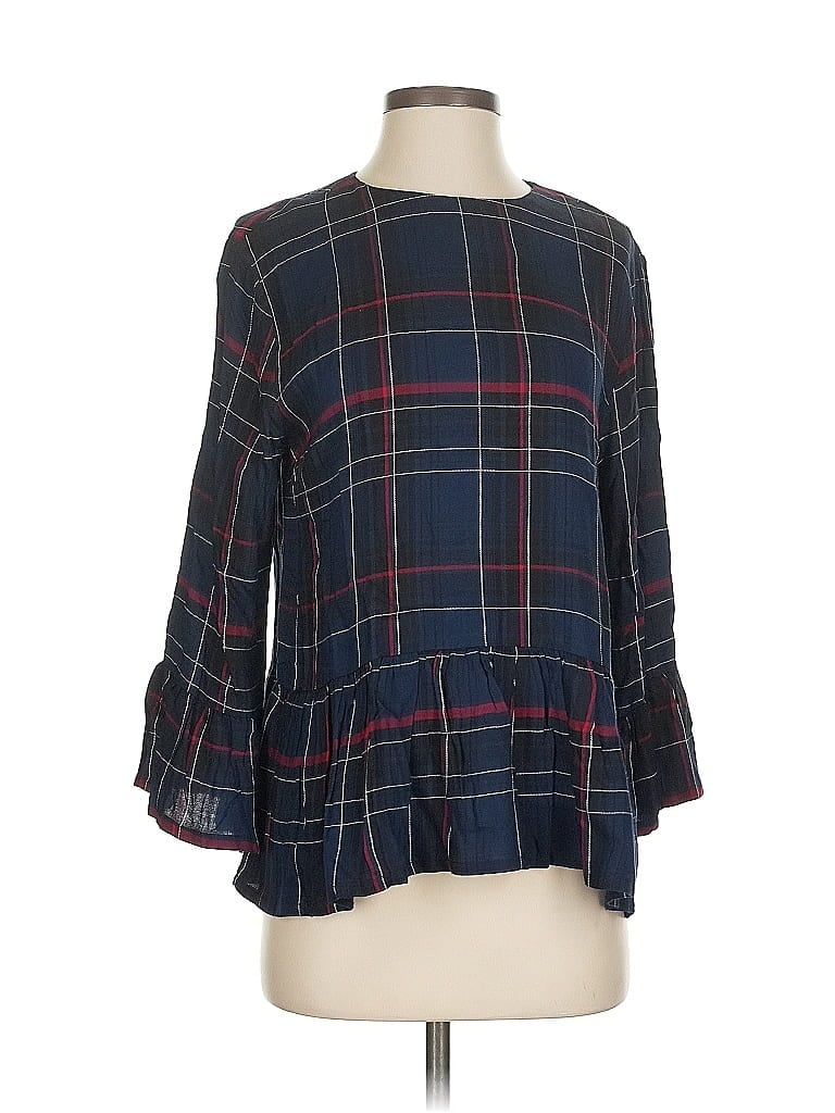 Pre-owned Mud Pie 3/4 Sleeve Blouse In Blue