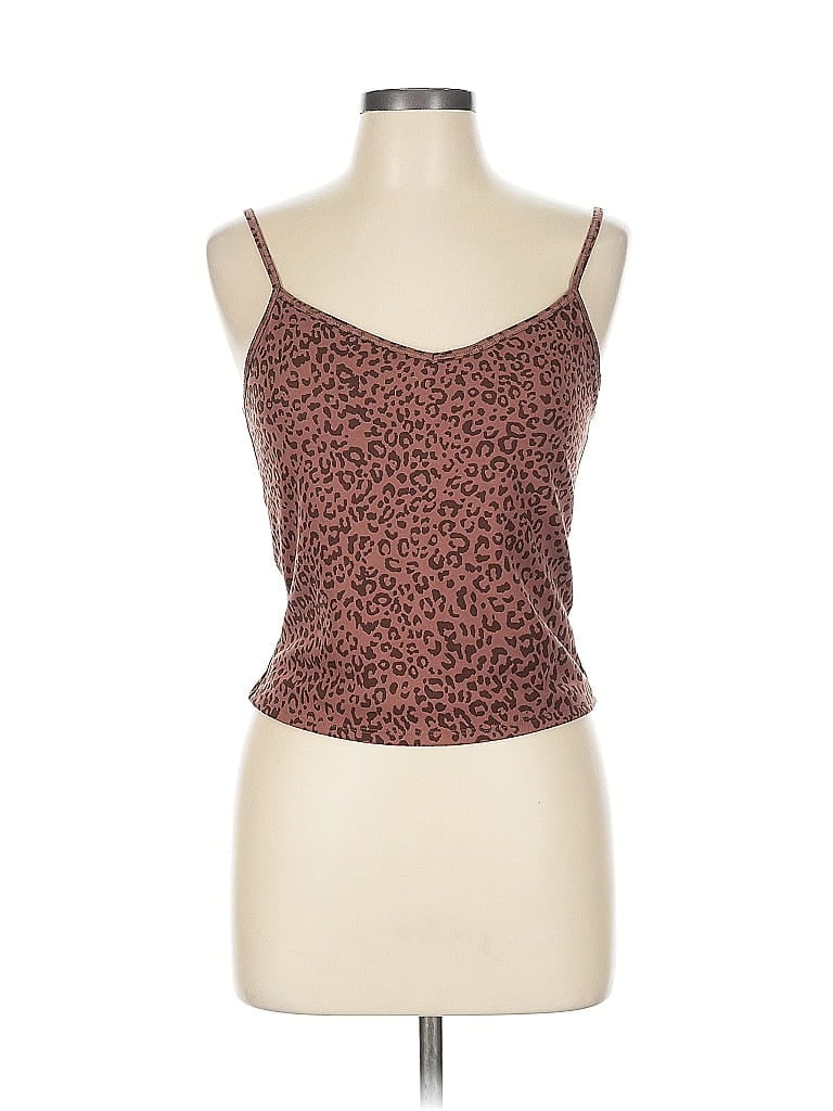 Pre-owned Gap Fit Tank Top Tan Print Pattern Strapless Neckline Tops In Brown