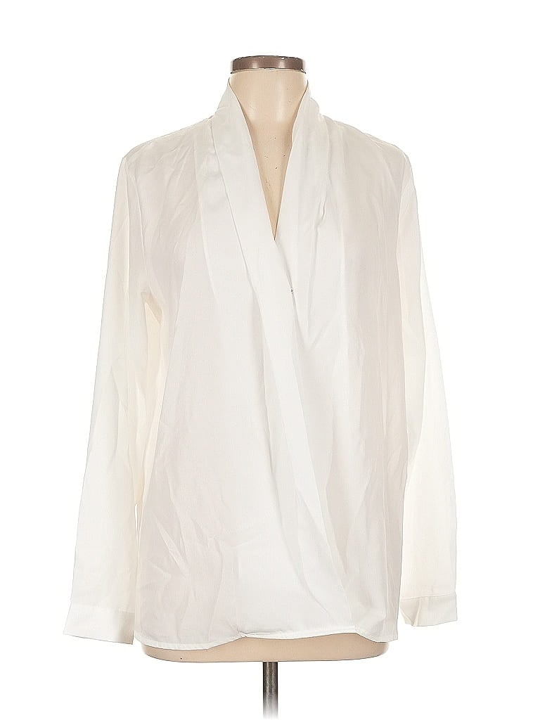 Pre-owned Harve Benard Long Sleeve Polo Shirt In White