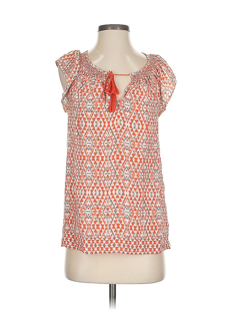 Click to view more detailed imagery on our partner's website Pre-owned Joie Sleeveless Silk Top Orange Square Neckline Tops