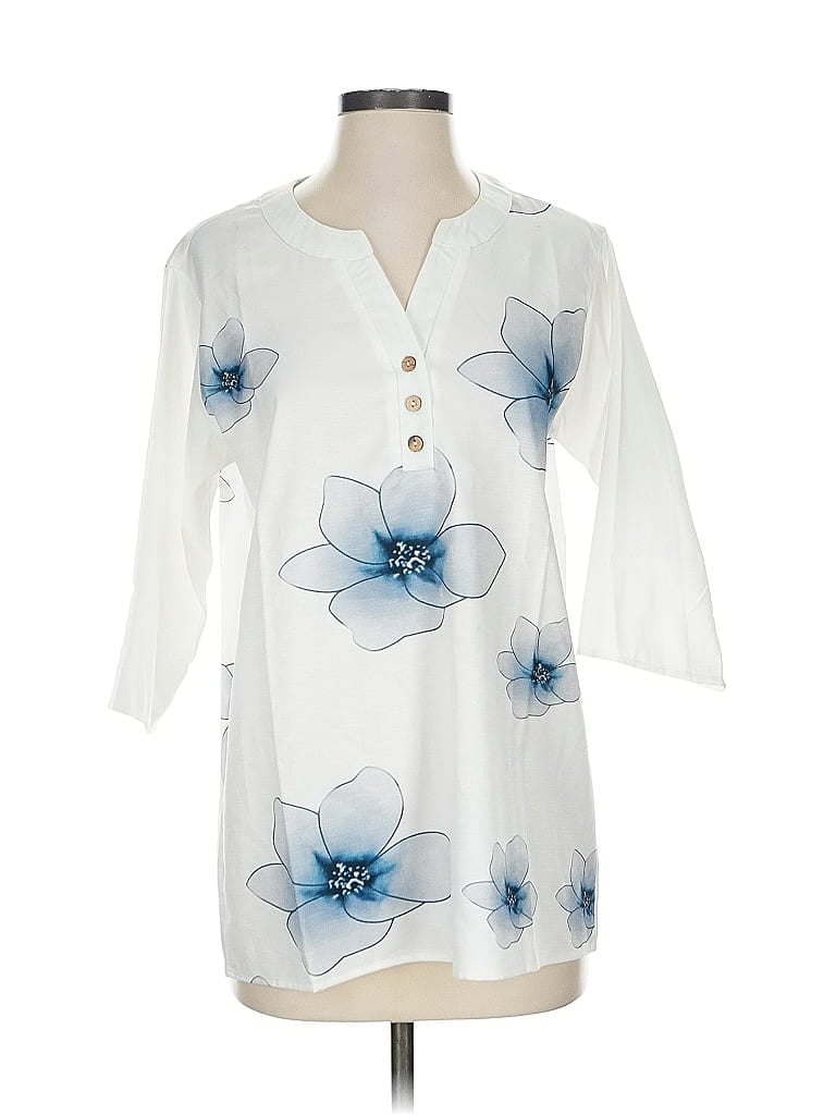 Pre-owned Misslook 3/4 Sleeve Blouse In White