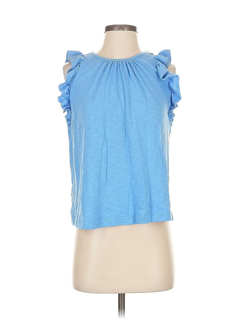 Pre-owned Ann Taylor Loft Sleeveless Top Blue Halter Neckline Tops