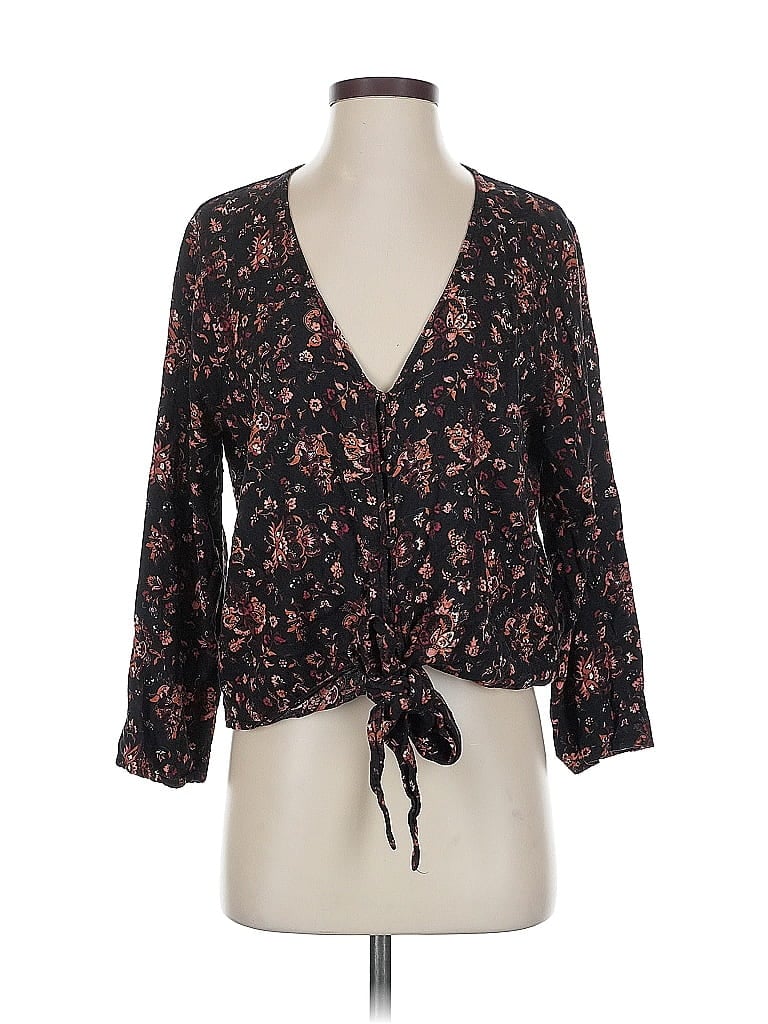 HINGE Pre-owned 3/4 Sleeve Blouse In Black