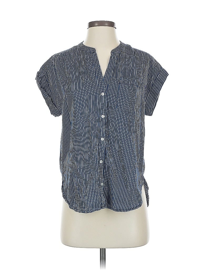 Pre-owned J.crew Mercantile Short Sleeve Blouse In Blue
