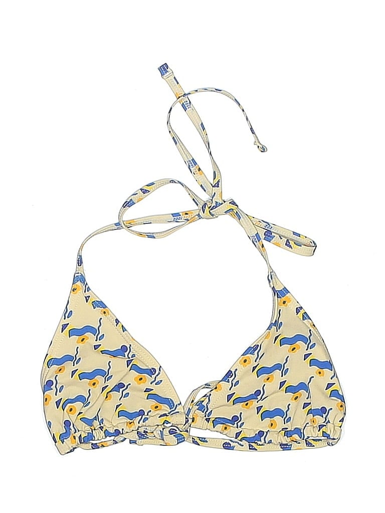 Pre-owned Marc By Marc Jacobs Swimsuit Top Blue Graphic Pattern Halter Neckline Swimwear