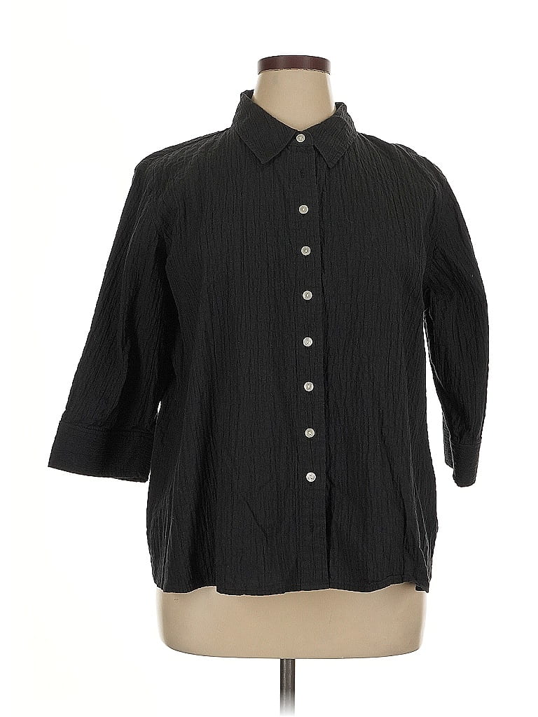 Pre-owned D&co. 3/4 Sleeve Button Down Shirt In Black