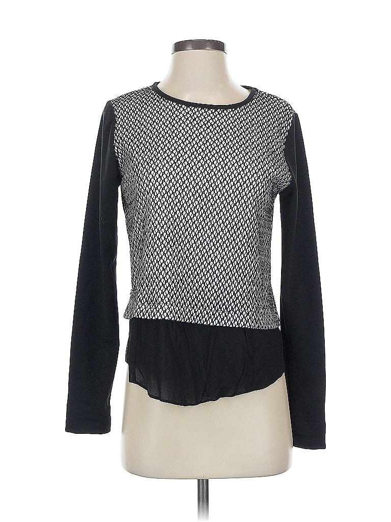 Pre-owned Barbara Katz Long Sleeve Top Black Square Neckline Tops